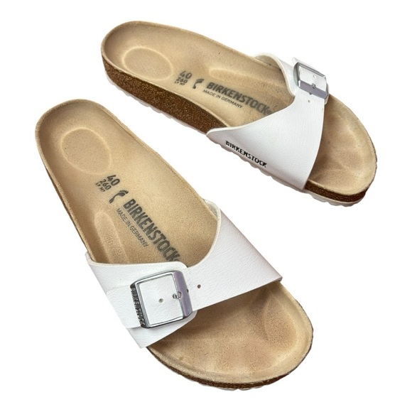 Birkenstock Madrid Birko-Flor - White Buckle Unisex L9 M7 - Picture 12 of 13